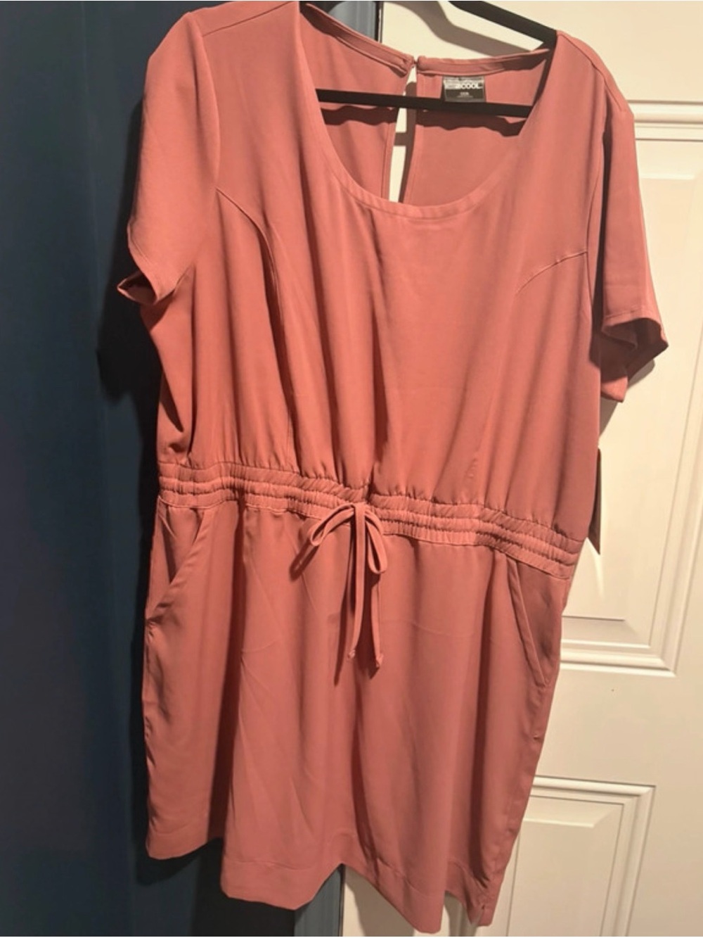 2XL 2x xxl women’s Dusty Rose Short Sleeve drawstring waist dress nwt new